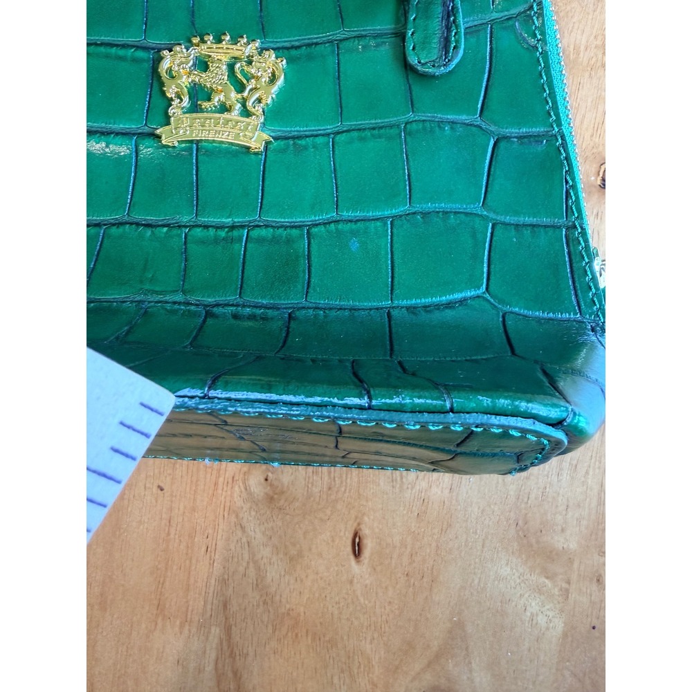 Pratesi Firenze Green Croc Embossed Leather Crossbody Bag Made in Italy - Picture 12 of 13